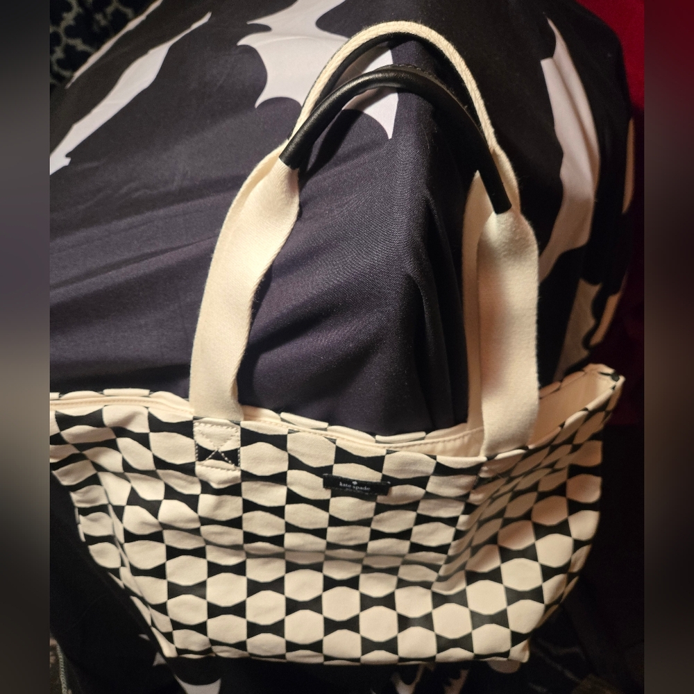 Kate Spade Black and White Checkered Tote - Picture 3 of 7